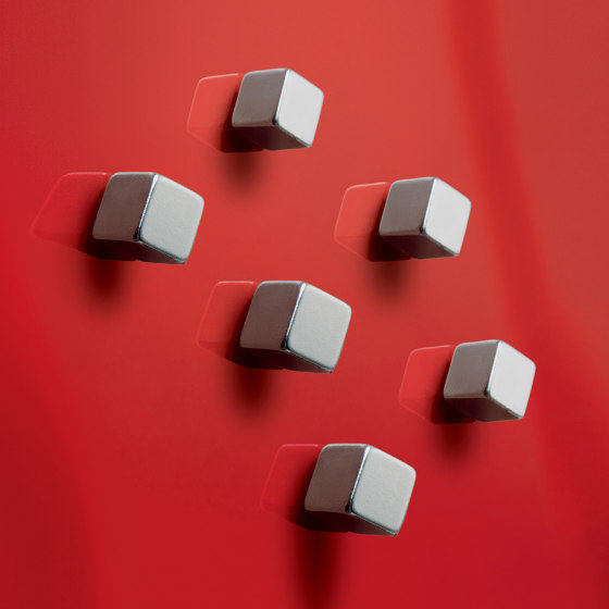 SuperDym-Magnete C5 "Strong", Cube-Design, silber, 6 Stück | Schreibtischutensilien | Sigel
