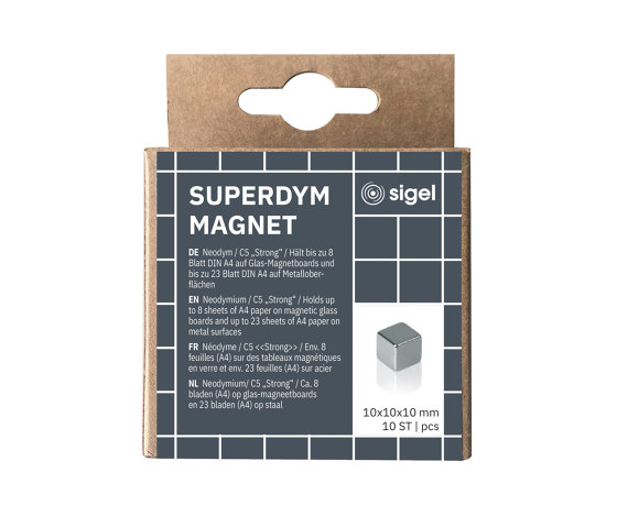Imanes SuperDym C5 "Strong", Cube-Design, plata, 10 und. | Accesorios de escritorio | Sigel