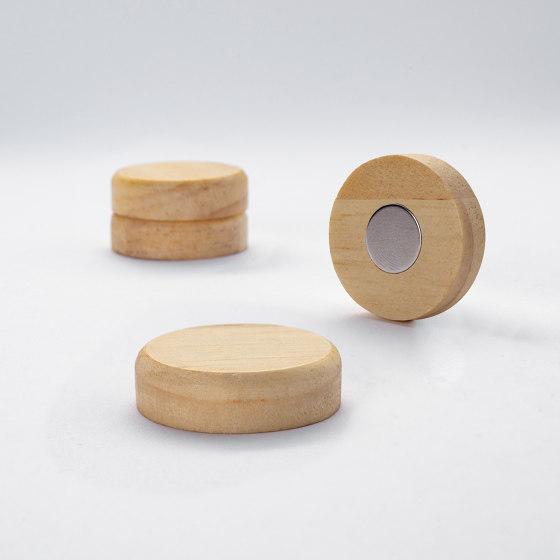 Wooden magnets, round, beige, 4 pcs. | Desk accessories | Sigel