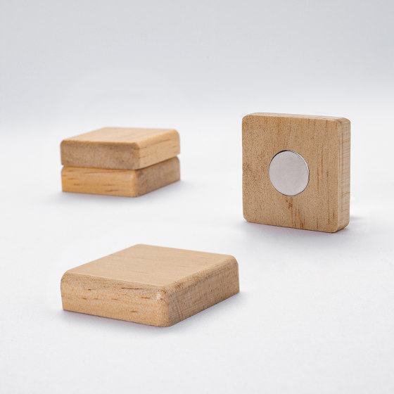 Wooden magnets, square, beige, 4 pcs. | Desk accessories | Sigel