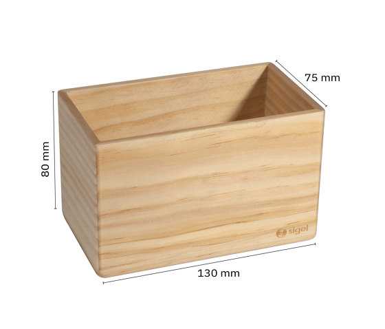 Aufbewahrungsbox, beige, 13 x 8 cm, Massivholz Pinie | Schreibtischutensilien | Sigel