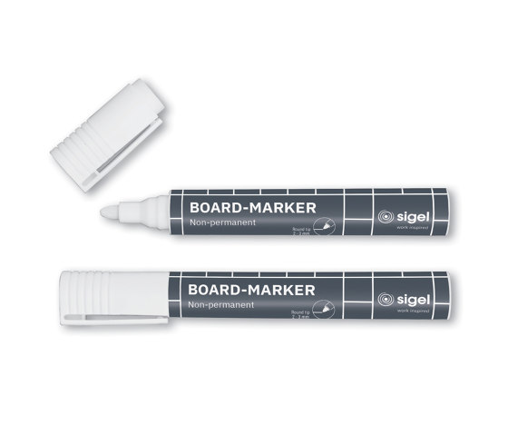Glass board markers, white, 2 pcs. | Pens | Sigel