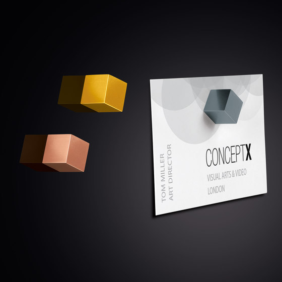 SuperDym magnets C5 "Strong", Cube-Design, grey, kupfer, gold, 3 pcs. | Desk accessories | Sigel