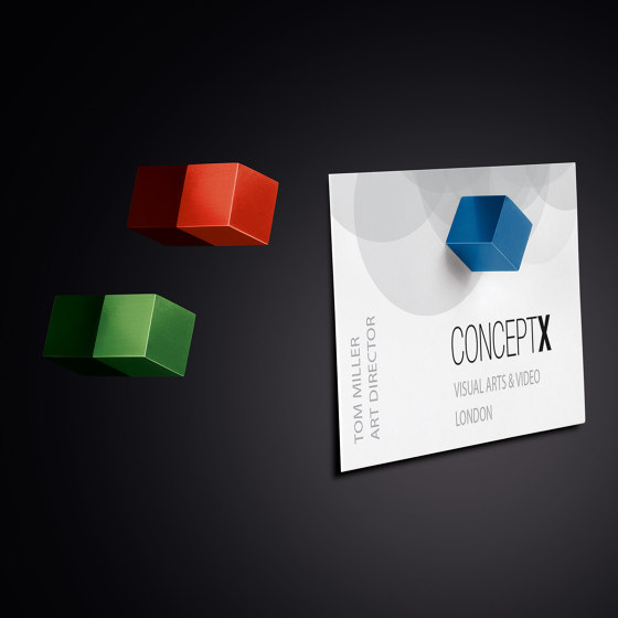 SuperDym magnets C5 "Strong", Cube-Design, blue, red, green, 3 pcs. | Desk accessories | Sigel