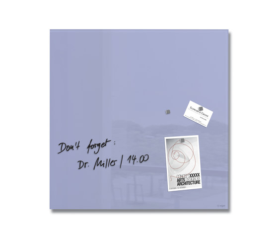Magnetic glass board Artverum, lavender, 48 x 48 cm | Flip charts / Writing boards | Sigel
