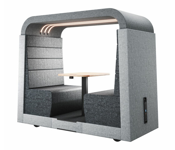 Syneo Soft Freestyle with rollers and closed ceiling incl. lighting | Office Pods | Assmann Büromöbel