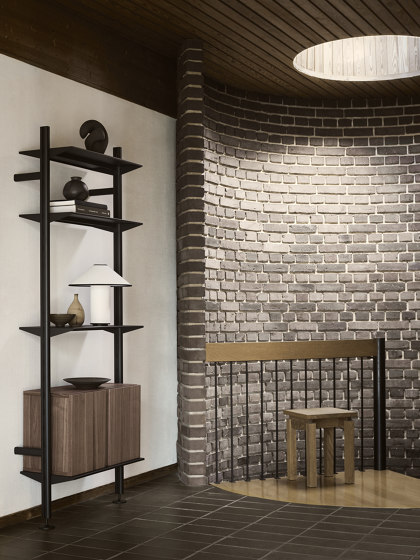 Pira G2 - Walnut/Black grey, wallmounted | Shelving | string furniture