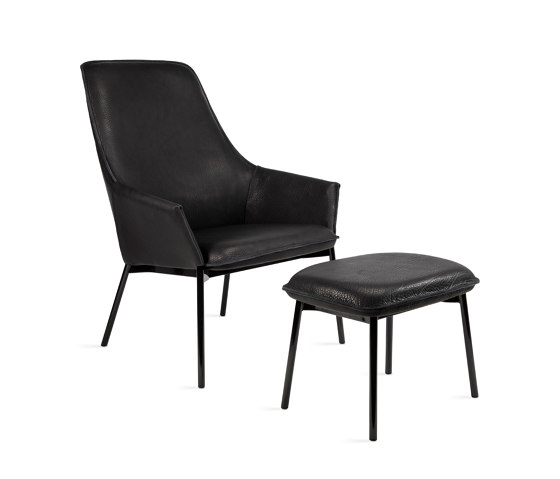 Grace | Lounge Chair High with Steel Frame & Ottoman | Fauteuils | FREIFRAU MANUFAKTUR