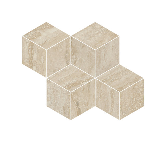 Prestigio Travertino Beige Mosaico Cube | Baldosas de cerámica | Refin