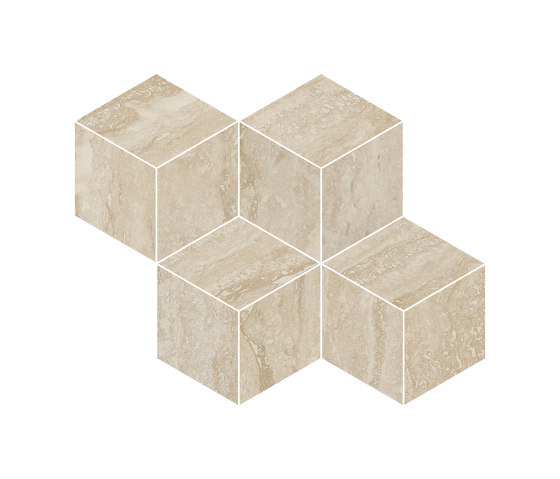 Prestigio Travertino Beige Mosaico Cube | Baldosas de cerámica | Refin
