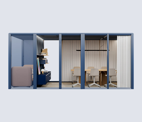 Modular Multifunctional Hub: Lounge + Meet in Ink Blue | Room-in-room systems | Mute