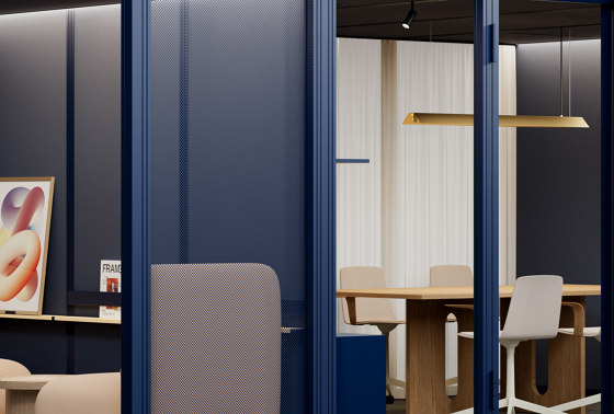 Modular Multifunctional Hub: Lounge + Meet in Ink Blue | Room-in-room systems | Mute