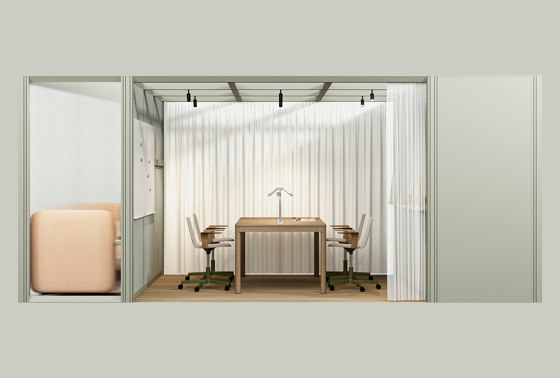 OmniRoom Multifunctional Hub: Lounge + Work + Support in Sage Green | Room-in-room systems | Mute