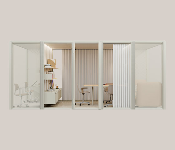 Modular Multifunctional Hub: Work + Meet + Lounge in Ash Gray | Sistemi room-in-room | Mute