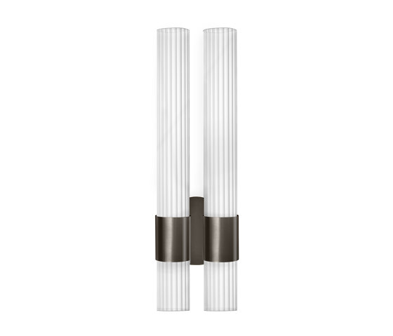 Sbarlusc | Double Wall Lamp Gun Metal Black Brass Transparent Glass | Lámparas de pared | LUCE TU