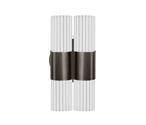 Sbarlusc | Mini Double Wall Lamp Gun Metal Black Brass Transparent Glass | Lámparas de pared | LUCE TU