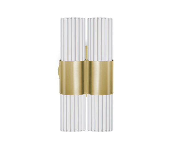 Sbarlusc | Mini  Double Wall Lamp Gold Brass Transparent Glass | Lámparas de pared | LUCE TU