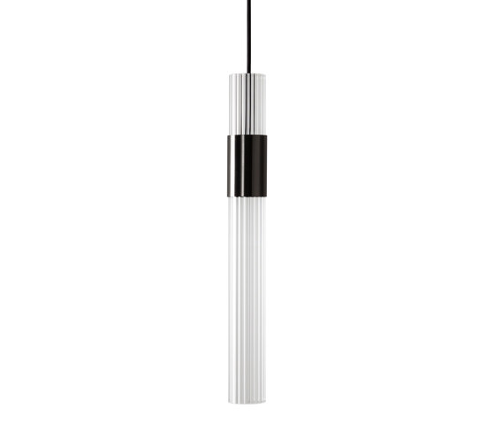 Sbarlusc | Suspension Lamp Gun Metal Black Brass Transparent Glass | Lámparas de suspensión | LUCE TU