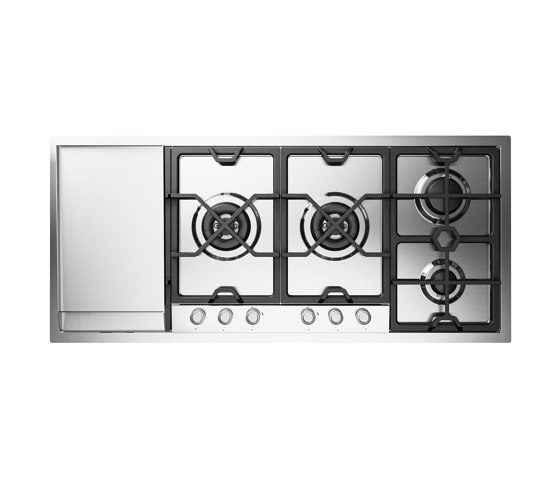 Panoramagic | 120 cm stainless steel flush gas hob 6 burners and fry top - Dual | Hobs | ILVE