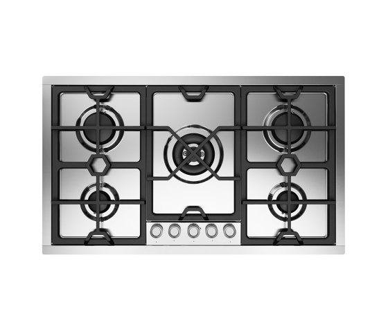 Panoramagic | 90 cm stainless steel flush gas hob 5 burners - Dual | Hobs | ILVE
