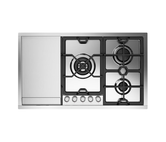 Panoramagic | 90 cm stainless steel flush gas hob 5 burners and fry top - Dual | Placas de cocina | ILVE