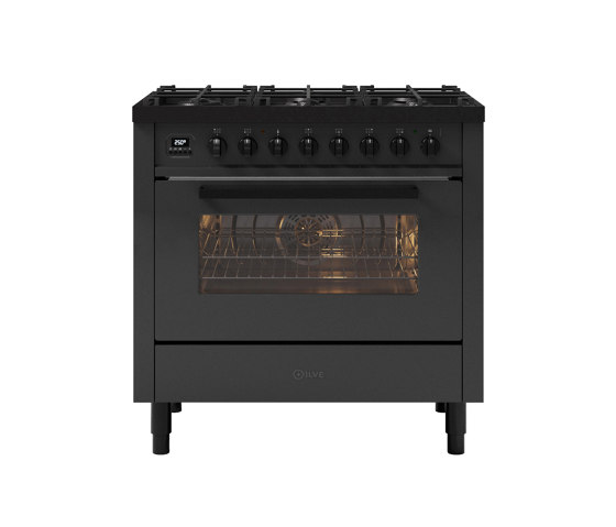 Pro Line | 90 cm Black Black single oven range cooker 6 burners | Ovens | ILVE