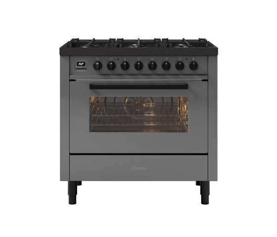 Pro Line | 90 cm Grigio Lusso single oven range cooker 6 burners | Ovens | ILVE