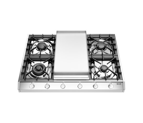 Professional Plus | Plaque de cuisson gaz de 90 cm avec 6 brûleurs avec Plancha / Fry Top | Tables de cuisson | ILVE