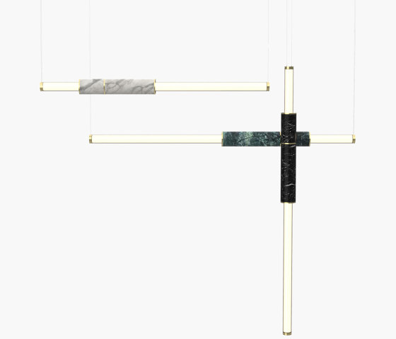 Light Pipe | S 58—11 - Polished Brass - Black / White / Green | Pendelleuchten | Empty State