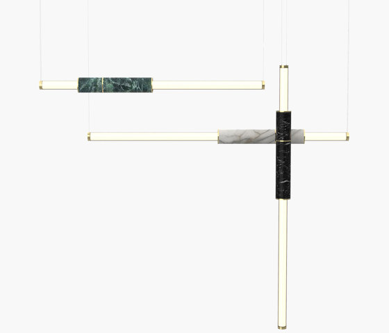 Light Pipe | S 58—11 - Polished Brass - Black / White / Green | Pendelleuchten | Empty State