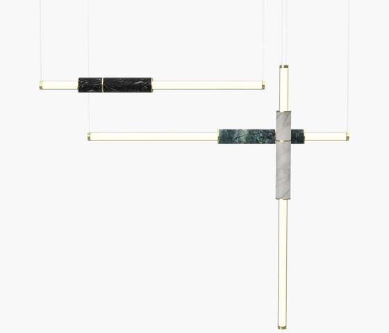 Light Pipe | S 58—11 - Polished Brass - Black / White / Green | Lámparas de suspensión | Empty State