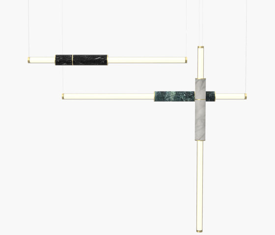 Light Pipe | S 58—11 - Brushed Brass - Black / White / Green | Lámparas de suspensión | Empty State