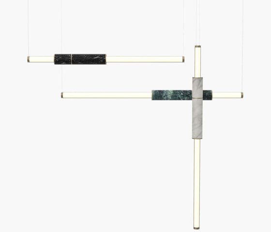 Light Pipe | S 58—11 - Burnished Brass - Black / White / Green | Suspended lights | Empty State