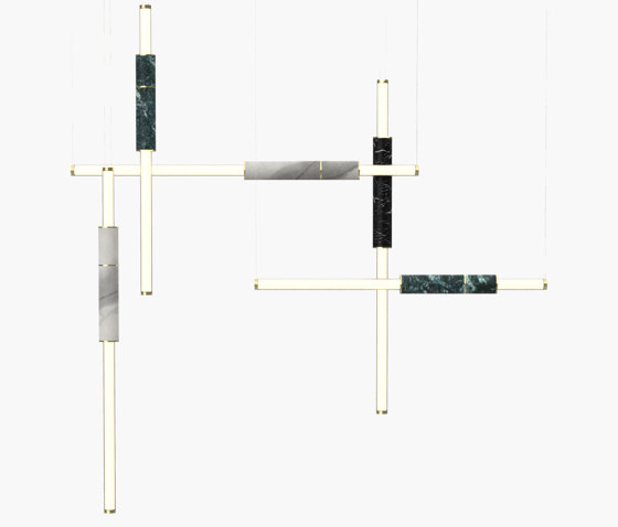 Light Pipe | S 58—12 - Polished Brass - Black / White / Green | Suspended lights | Empty State