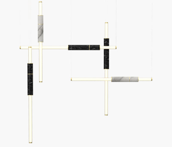 Light Pipe | S 58—12 - Brushed Brass - White / Black | Lampade sospensione | Empty State