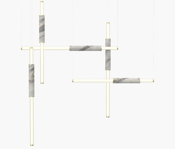 Light Pipe | S 58—12 - Brushed Brass - White | Lampade sospensione | Empty State