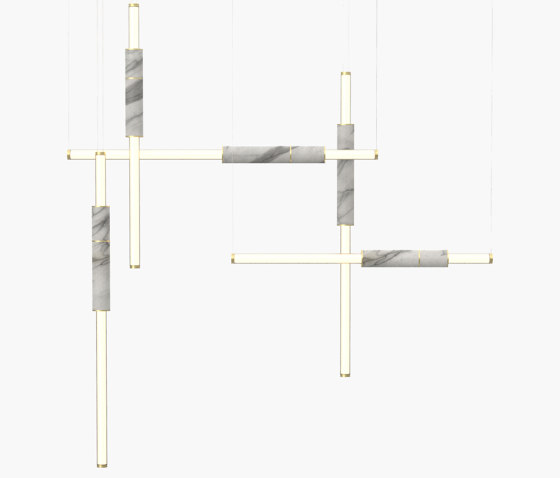 Light Pipe | S 58—12 - Brushed Brass - White | Pendelleuchten | Empty State