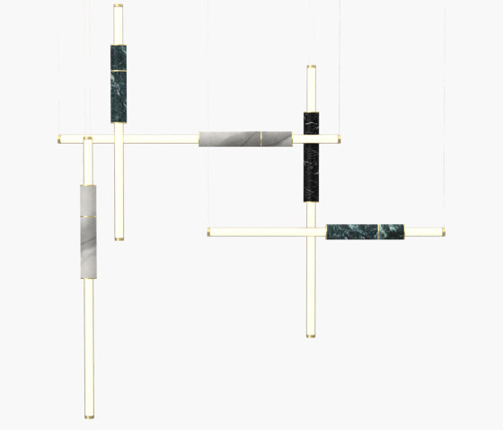 Light Pipe | S 58—12 - Brushed Brass - Black / White / Green | Lámparas de suspensión | Empty State