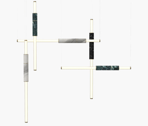 Light Pipe | S 58—12 - Burnished Brass - Black / White / Green | Pendelleuchten | Empty State