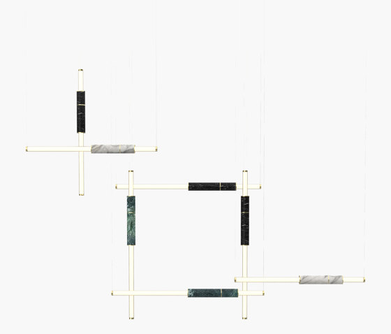 Light Pipe | S 58—13 - Polished Brass - Black / White / Green | Lámparas de suspensión | Empty State