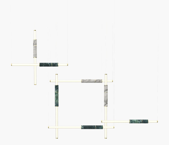 Light Pipe | S 58—13 - Polished Brass - Green / White | Lámparas de suspensión | Empty State
