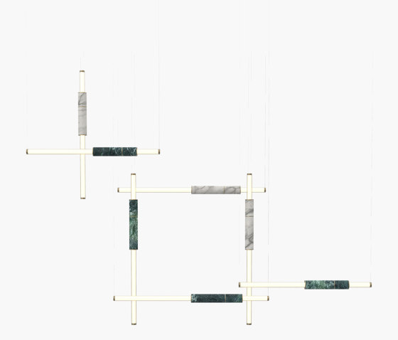 Light Pipe | S 58—13 - Burnished Brass - Green / White | Lámparas de suspensión | Empty State