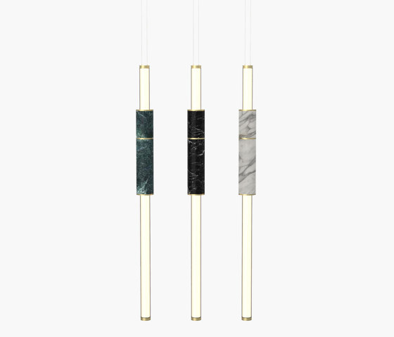 Light Pipe | S 58—14 - Brushed Brass - Black / White / Green | Suspended lights | Empty State