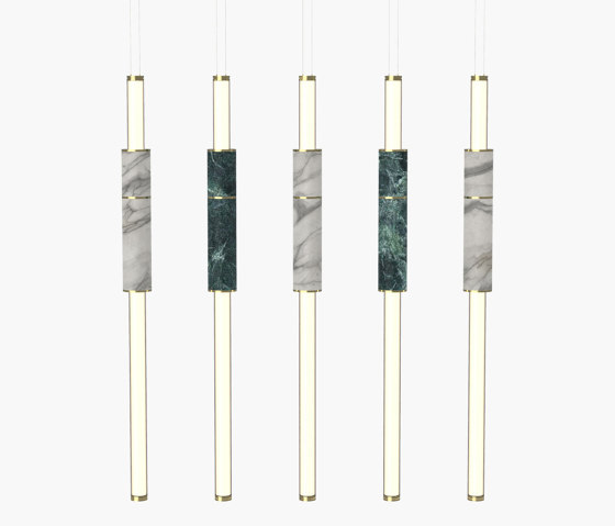 Light Pipe | S 58—15 - Polished Brass - Green / White | Suspended lights | Empty State