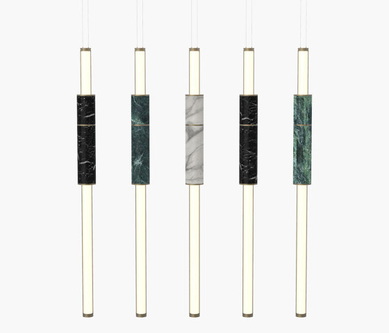 Light Pipe | S 58—15 - Burnished Brass - Black / White / Green | Suspended lights | Empty State