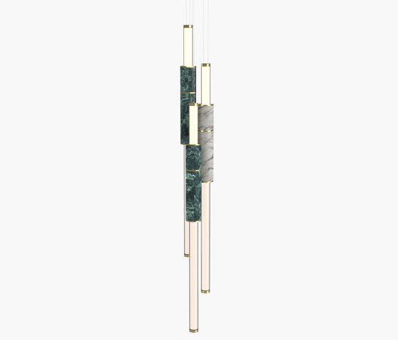 Light Pipe | S 58—16 - Polished Brass - Green / White | Pendelleuchten | Empty State