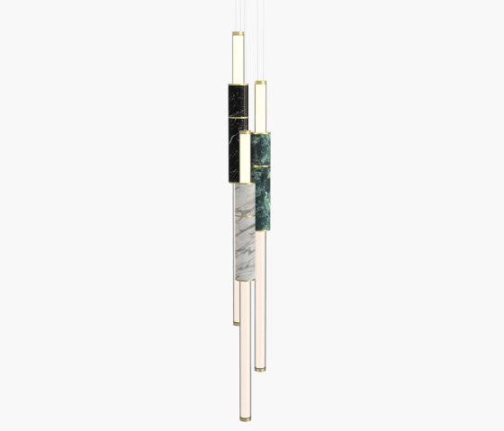 Light Pipe | S 58—16 - Brushed Brass - Black / White / Green | Lámparas de suspensión | Empty State