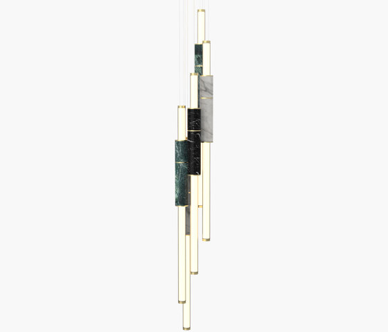 Light Pipe | S 58—17 - Brushed Brass - Black / White / Green | Suspended lights | Empty State