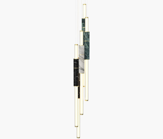 Light Pipe | S 58—17 - Brushed Brass - Black / White / Green | Pendelleuchten | Empty State