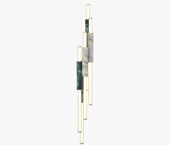 Light Pipe | S 58—17 - Brushed Brass - Green / White | Suspended lights | Empty State